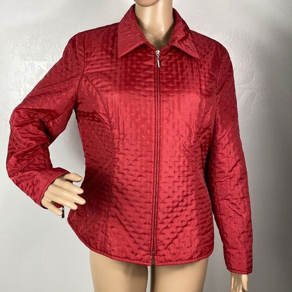 Talbots dark coral red lightweight quilted jacket size 10P - Picture 1 of 11